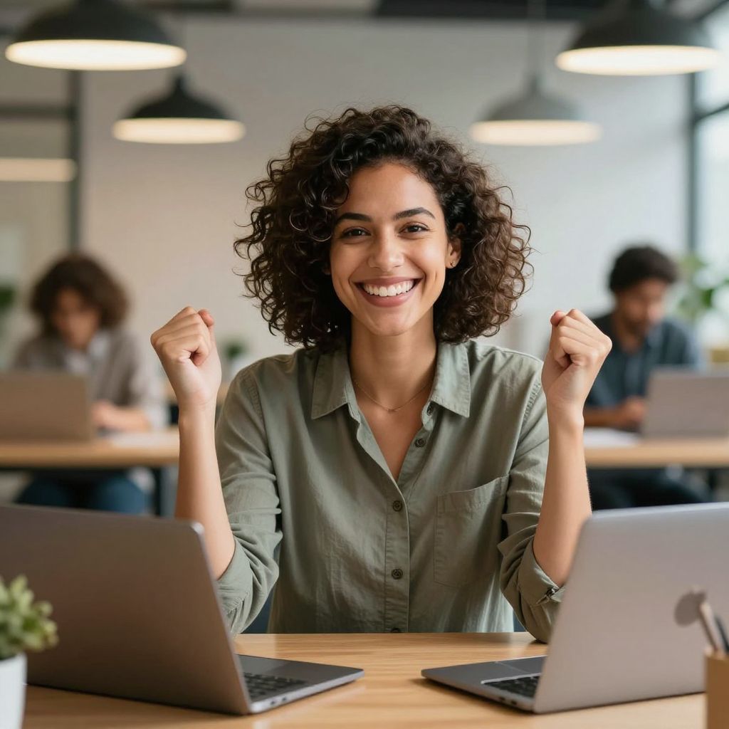 Happy business owner